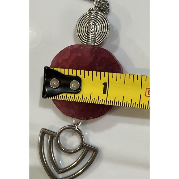 Artisan Crafted Pink Agate Egyptian Revival Lariat Chocker Necklace Art Deco - Picture 7 of 7